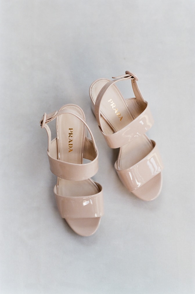 Blush Prada wedding shoes