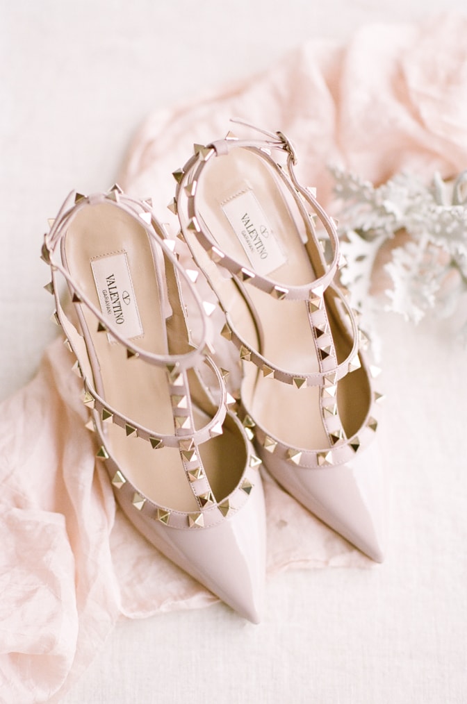 Rockstud Valentino shoes in gloss blush leather