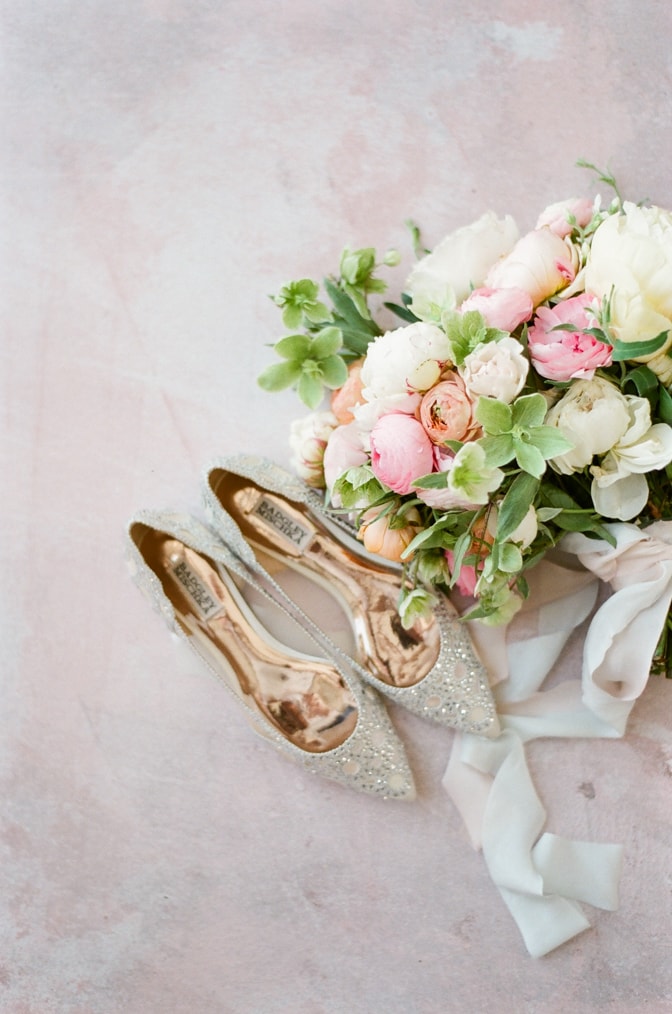 Flat Badgley Mischka wedding shoes adorned with crystals