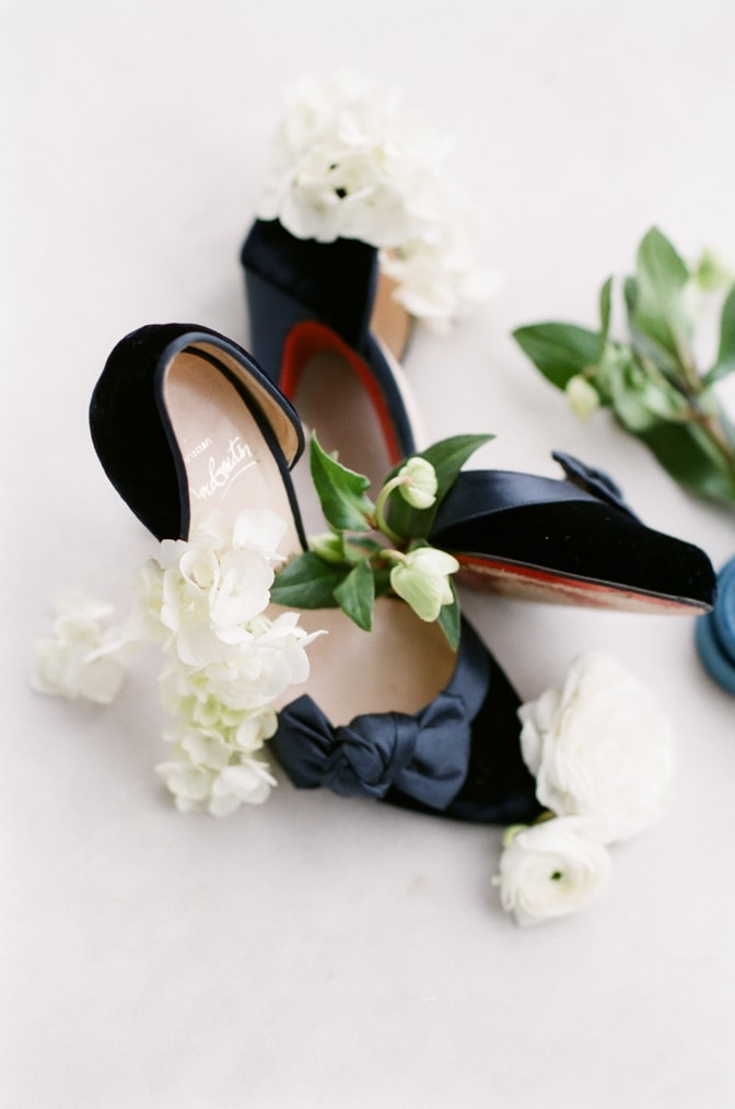 Luxury wedding shoe of Louboutin in blue