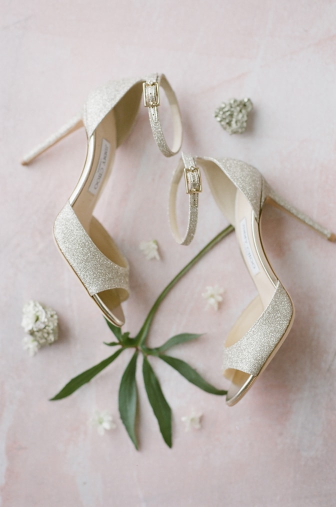 Luxury gold Jimmy Choo wedding shoes