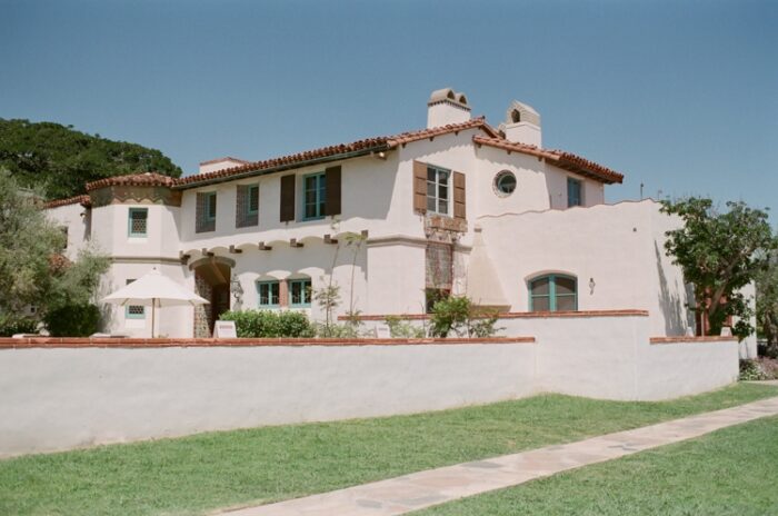 Frontal view of the Adamson House in Malibu Beach in California