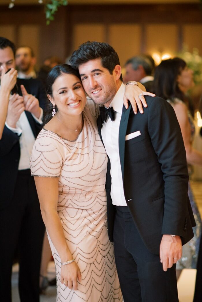Engaged couple embracing each other during a wedding