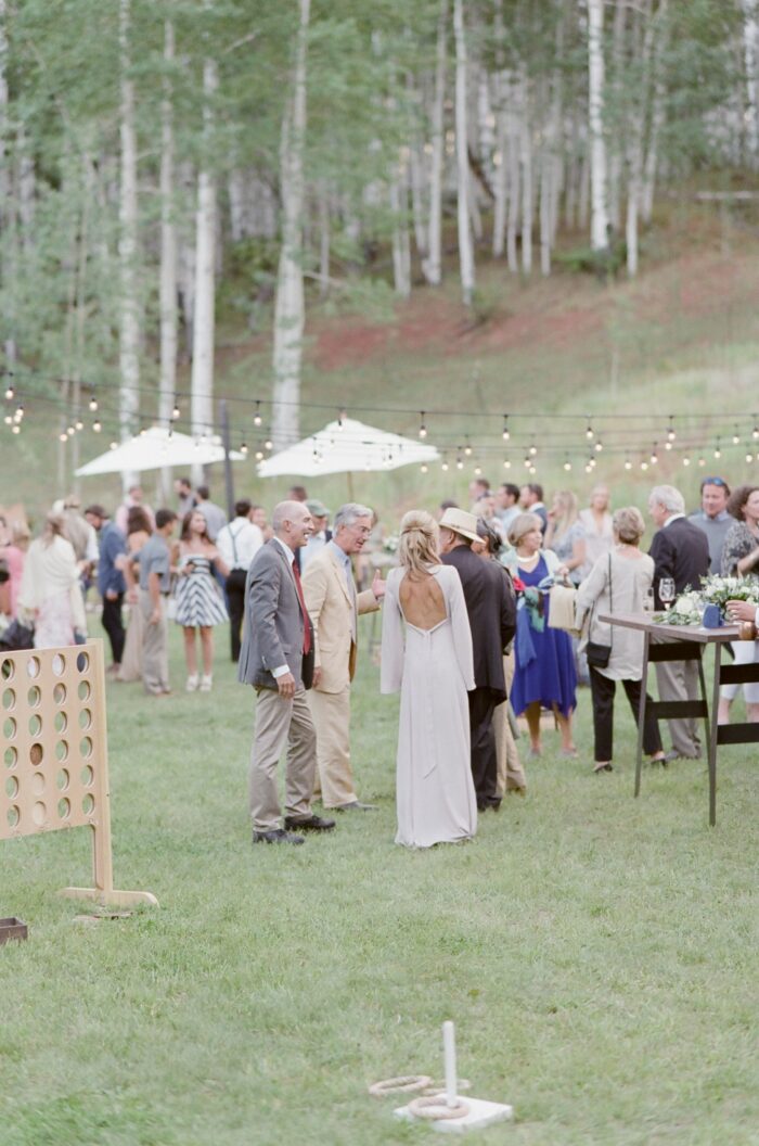 Wedding guests mingling during cocktail hour