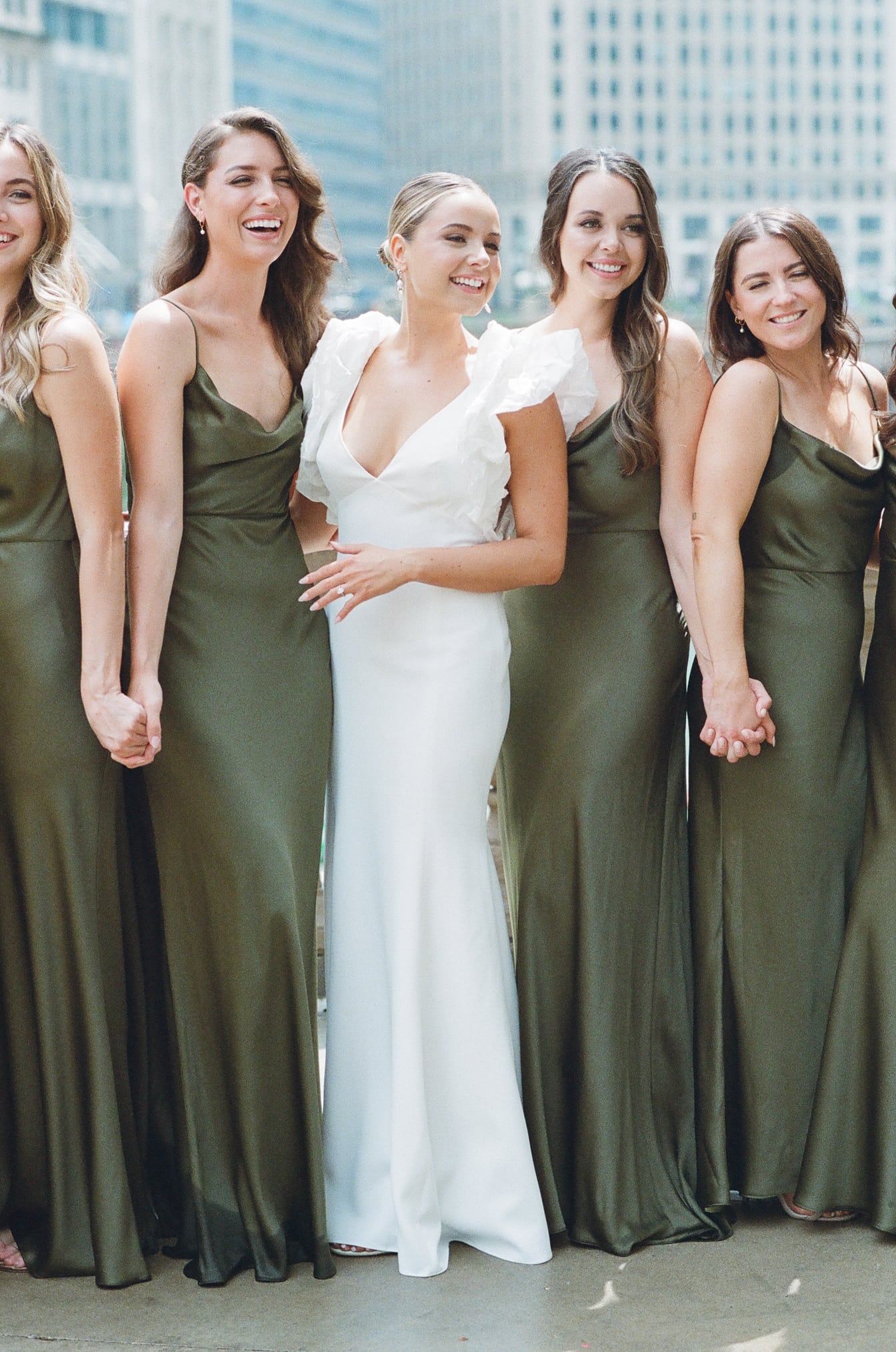 Bride with her bridesmaids at Chicago Wedding