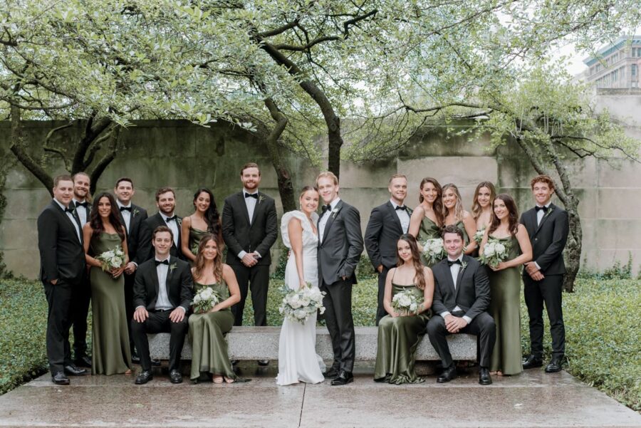 Wedding Party at Chicago Art Institute Garden