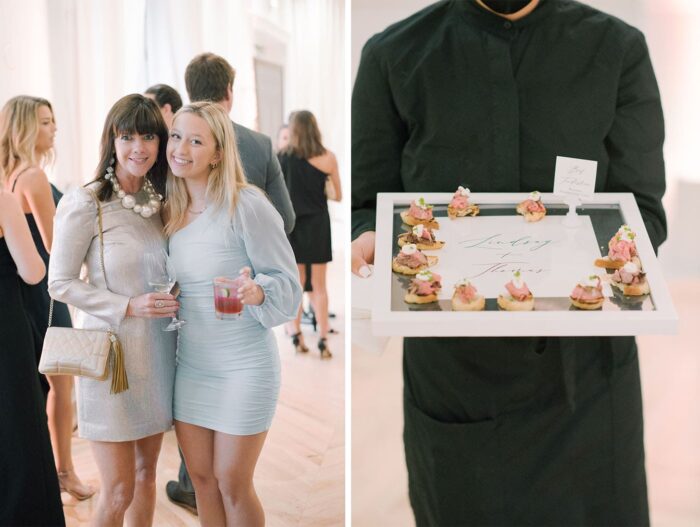 Wedding guests drinking at cocktail hour