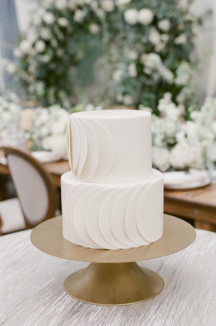Modern wedding cake in white