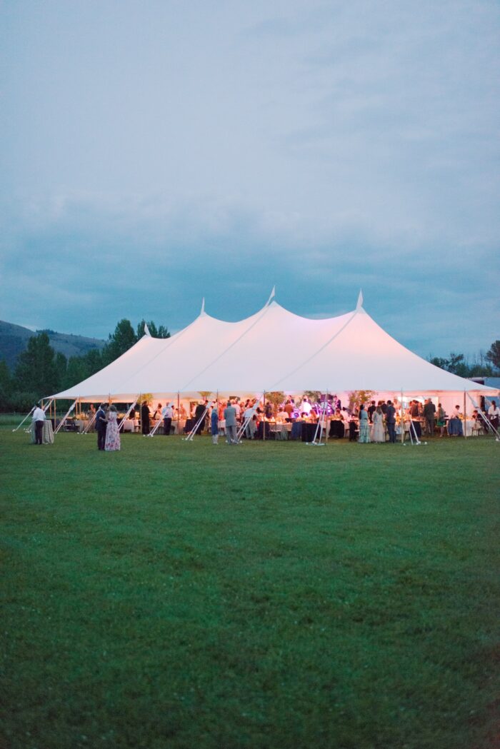 Snake River Ranch tent wedding at night