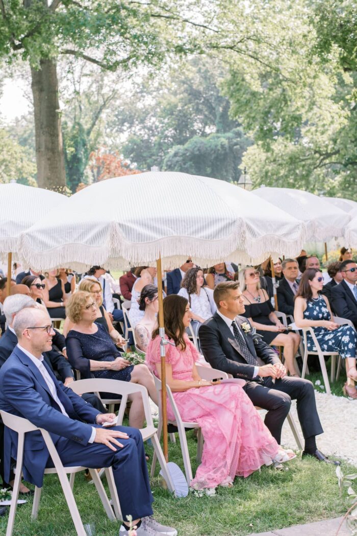 St Louis wedding guests watching wedding ceremony