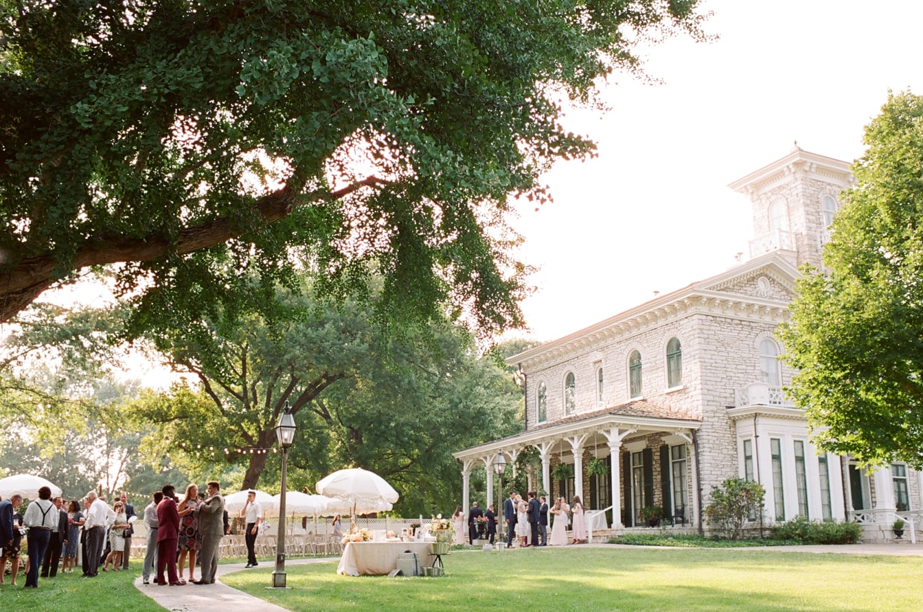 Wedding ceremony setup in front of Oakland House