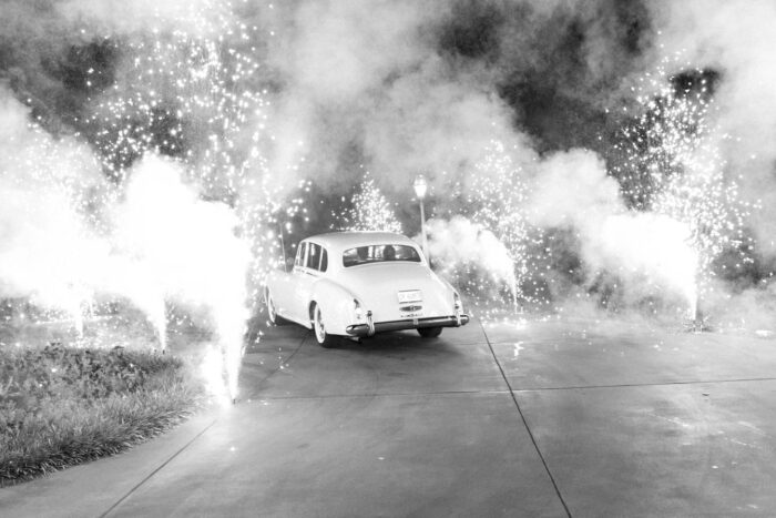 Rolls-Royce wedding exit at Oakland House in St Louis