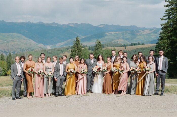 Big wedding party on Beaver Creek mountain top