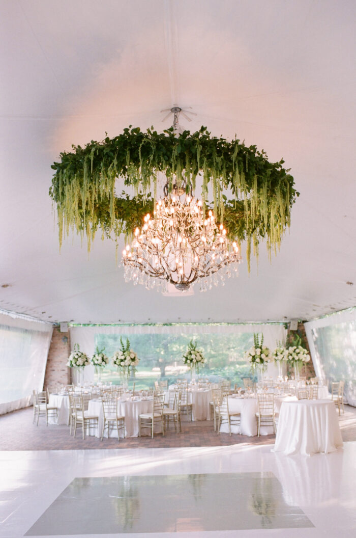 Wedding reception decor at Chicago Botanic Garden