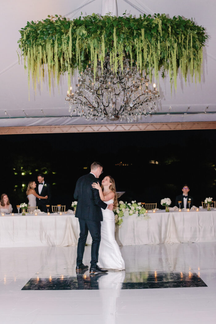 Bride and groom's first dance at Chicago Botanic Garden