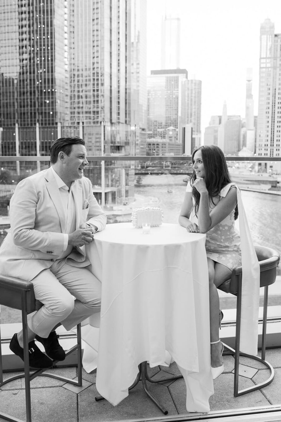 Bride and groom sitting at Gibsons Chicago Steakhouse