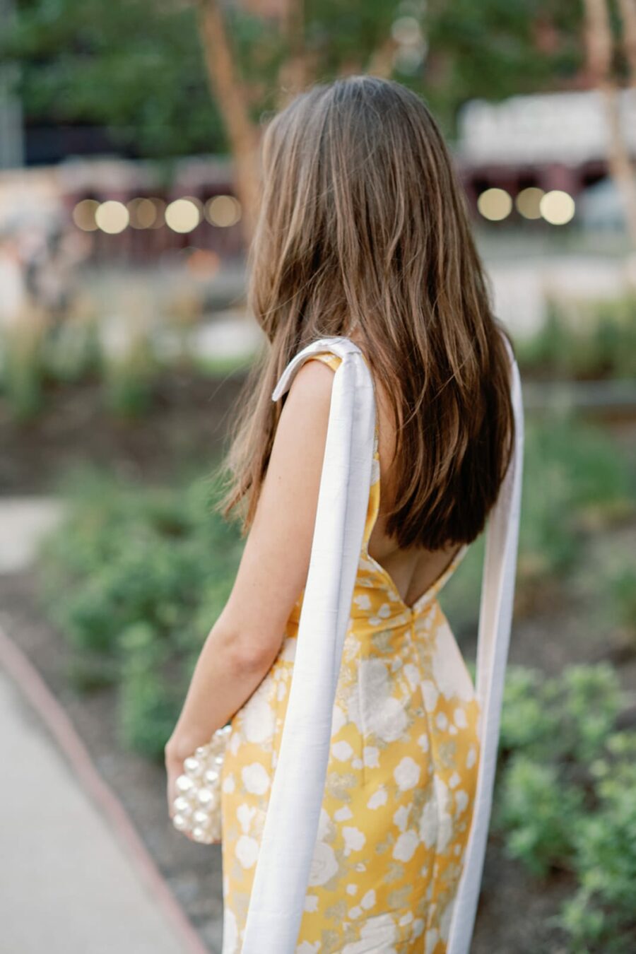 Bridal rehearsal dress in white and yellow