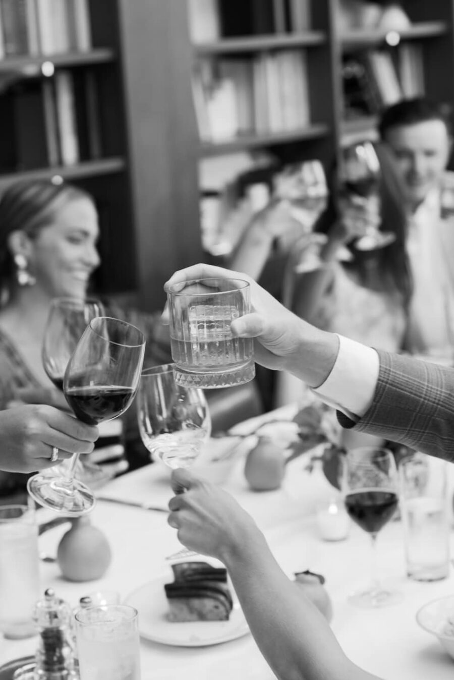 Wedding guests cheering