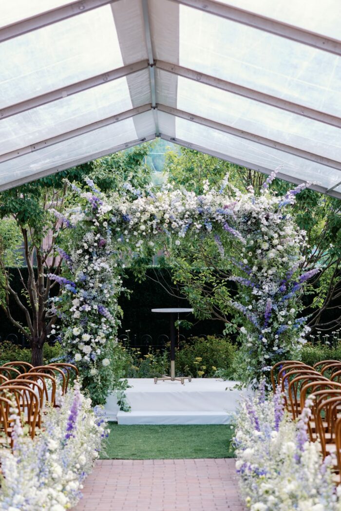 Wedding ceremony decor at Hotel Jerome in Aspen