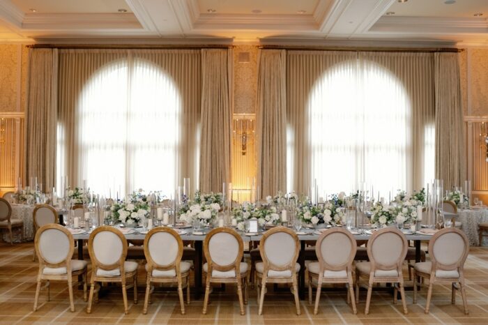 Wedding reception decor at Hotel Jerome in Aspen