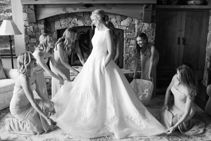 Bride getting ready at private estate in Aspen
