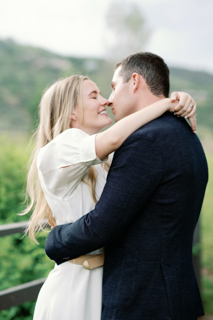 Bride and groom kissing during their rehearsal at Snowmass Club