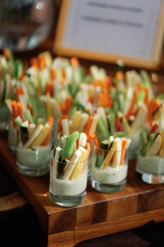 Wedding cocktail hour snacks in glass