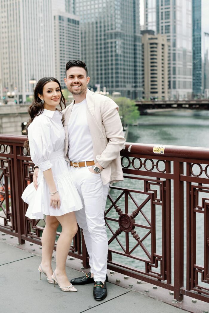 Bride and groom on Michigan Avenue Street
